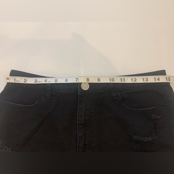 RSQ Maui High Rise black denim juniors shorts 13 factory distressed (bin F) - Picture 5 of 9